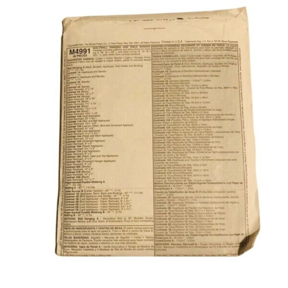 McCall's Sewing Pattern M4991 Christmas Quilt Wall Hanging Table Runner Uncut - Picture 2 of 2